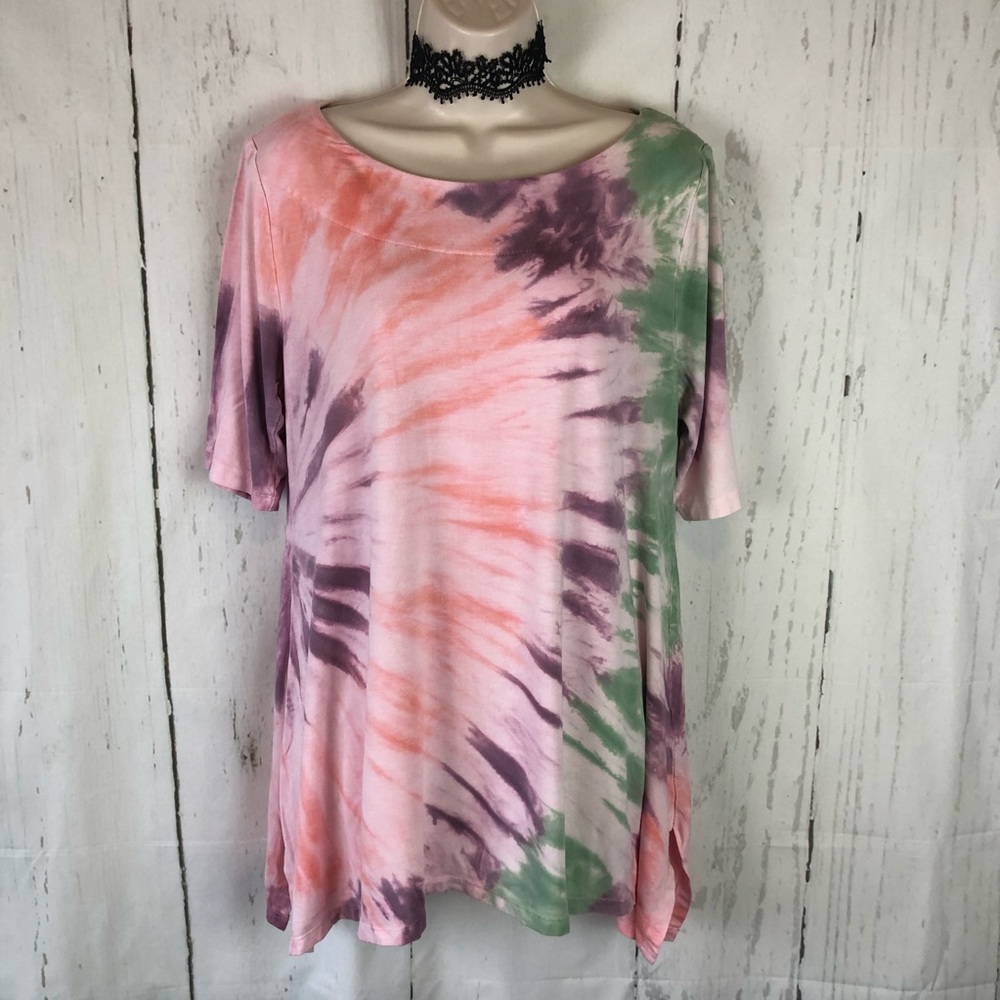 Soft surroundings tie dye wide neck tunic